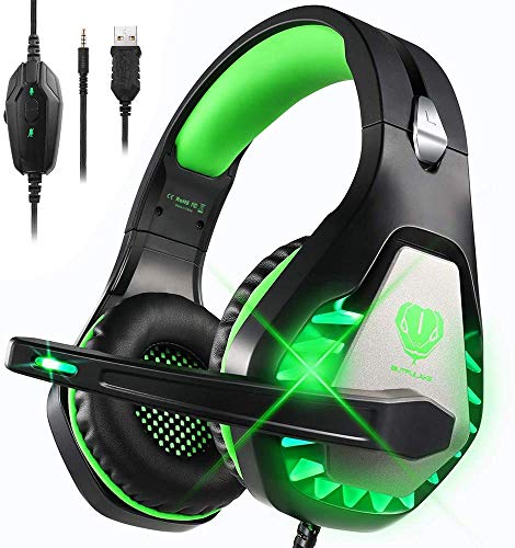 Auriculares Gaming para PS4 Xbox One Nintendo Switch Laptop PC, DIWUER Cascos Gaming de Estéreo con Micrófono Bass Surround y Cancelación de Ruido Auriculares, 3.5mm Interfaz y Luz LED