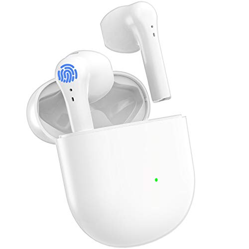 Auriculares Inalámbricos, Auriculares Bluetooth 5.0 con Micrófono, Caja de Carga Portátil con Carga de 24 Horas, IPX5 Impermeables Auriculares Inalambricos para iPhone/Android/Airpods Pro