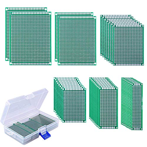 AUSTOR 40 Piezas Placas Circuito Impreso 6 Tamaños PCB Prototipo de Doble Cara con Caja Libre para Soldadura Bricolaje y Proyecto Electrónico AUSTOR 40 Piezas Placas Circuito Impreso 6 Tamaños PCB Prototipo de Doble Cara con Caja Libre para Soldadura Bricolaje y Proyecto Electrónico