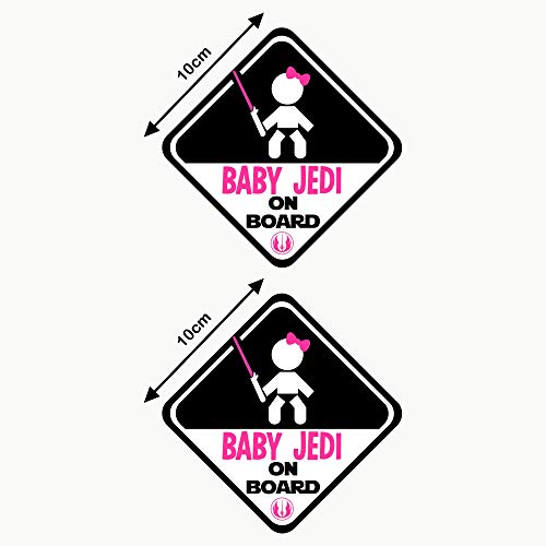 Autodomy Pegatinas Baby Jedi Niña Star Wars Baby On Board Bebé a Bordo Baby in Car Pack 2 Unidades para Coche (Uso Interno)