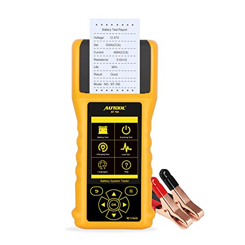 AUTOOL. BT-760 Comprobadores de Sistema de batería automotriz 6-32V Analizador de batería de automóvil para vehículos Camiones de Servicio Pesado Motocicletas con Papel de Impresora AUTOOL. BT-760 Comprobadores de Sistema de batería automotriz 6-32V Analizador de batería de automóvil para vehículos Camiones de Servicio Pesado Motocicletas con Papel de Impresora