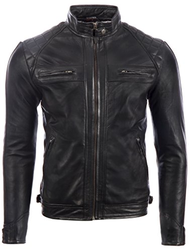 Aviatrix Chaqueta Biker De Cuero Autentica para Hombre con Diseno De Hombros De Diamante (44T9) Aviatrix Chaqueta Biker De Cuero Autentica para Hombre con Diseno De Hombros De Diamante (44T9)