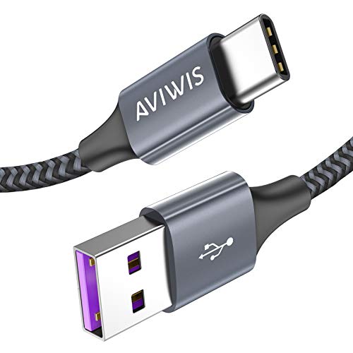 AVIWIS Cable USB C 5A 2M Cable USB Tipo C Carga Rápida y Sincronización Compatible con Huawei P40, P40 Pro, P40 Lite, P30 Pro, P30, P20 Lite, P20, Mate 20 Pro, Mate30, Honor 20 Pro -Gris