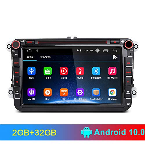 AWESAFE Android 10.0 [2GB+32GB] 8 Pulgadas Radio Coche con Pantalla 2 DIN para VW, Autoradio para VW con WiFi/GPS/Bluetooth/RDS/CD DVD/USB/FM Am/SD, Admite Mandos del Volante y Aparcamiento