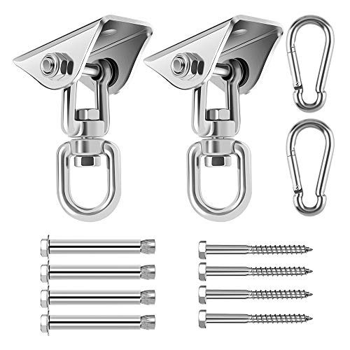 Awroutdoor Ganchos de Techo, Tarea Pesada 360 ° Girar Anclaje de Techo con 304 Acero Inoxidable,4 Tornillos para Hormigón y Madera Yoga, Hamacas, Sillón Colgante, Sacos de Boxeo, Capacidad 450Kg Awroutdoor Ganchos de Techo, Tarea Pesada 360 ° Girar Anclaje de Techo con 304 Acero Inoxidable,4 Tornillos para Hormigón y Madera Yoga, Hamacas, Sillón Colgante, Sacos de Boxeo, Capacidad 450Kg
