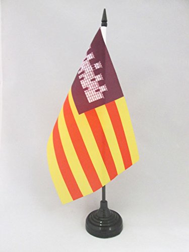 AZ FLAG Bandera de Mesa de Las Islas BALEARES 21x14cm - BANDERINA de DESPACHO BALEÁRICA 14 x 21 cm