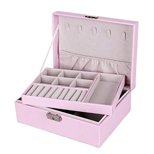 B Baosity Joyero de Cuero de Madera con Aspecto Elegante y Diseño Considerado y Cubiertos con Pelusa Suave - Rosado B Baosity Joyero de Cuero de Madera con Aspecto Elegante y Diseño Considerado y Cubiertos con Pelusa Suave - Rosado