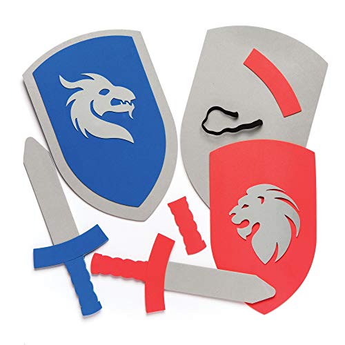 Baker Ross AR456 - Kits de Espada y Escudo de Espuma (Pack de 2) para Crear y Jugar con Niños, Blanco, 28 cm & 27 cm Baker Ross AR456 - Kits de Espada y Escudo de Espuma (Pack de 2) para Crear y Jugar con Niños, Blanco, 28 cm & 27 cm
