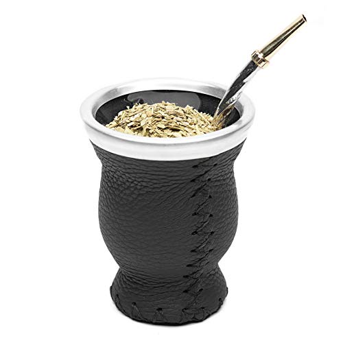 BALIBETOV Mate Argentino - Set de Mate de Vidrio Forrado en Cuero - Alternativa Mate de Calabaza - con Bombilla (Sorbete) para Yerba Mate. (Negro) BALIBETOV Mate Argentino - Set de Mate de Vidrio Forrado en Cuero - Alternativa Mate de Calabaza - con Bombilla (Sorbete) para Yerba Mate. (Negro)