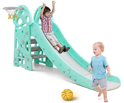 Bamny Tobogán Infantil Jardín, Tobogán para Niños con Canasta de Baloncesto, Multifunción, Estable, Seguro, Grande y Ancho 103 x 75,5 x 195 cm (hasta 25 kg) Bamny Tobogán Infantil Jardín, Tobogán para Niños con Canasta de Baloncesto, Multifunción, Estable, Seguro, Grande y Ancho 103 x 75,5 x 195 cm (hasta 25 kg)