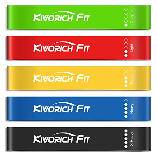 Bandas Elásticas Fitness Musculación, Kivorich Fit Bandas de Resistencia 5pcs Cintas Elásticas Fitness Musculación 5 Niveles(10-45lbs) para mujeres y hombres, para Yoga, Pilates, Gimnasia Bandas Elásticas Fitness Musculación, Kivorich Fit Bandas de Resistencia 5pcs Cintas Elásticas Fitness Musculación 5 Niveles(10-45lbs) para mujeres y hombres, para Yoga, Pilates, Gimnasia