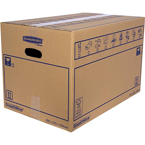 BANKERS BOX 6207301 Pack 10 Cajas de Cartón 55 x 35 x 35 cm con Asas para Mudanzas, Almacenaje y Transporte Ultraresistentes, Canal Doble Reforzado (Talla XL) 67 litros BANKERS BOX 6207301 Pack 10 Cajas de Cartón 55 x 35 x 35 cm con Asas para Mudanzas, Almacenaje y Transporte Ultraresistentes, Canal Doble Reforzado (Talla XL) 67 litros