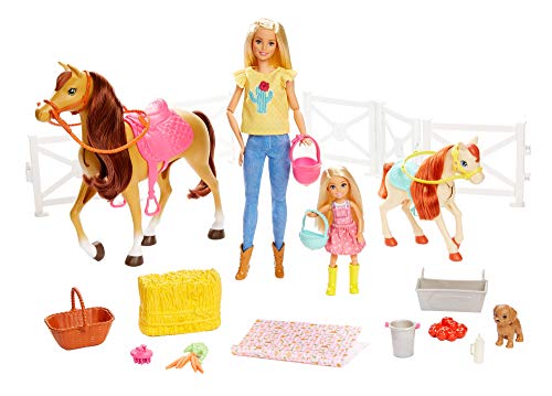 Barbie - Muñecas Barbie y Chelsea con caballos y accesorios, regalo para niñas y niños 3-9 años (Mattel FXH15), Embalaje estándar