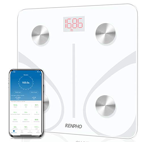 Bascula de Baño Digital Grasa Corporal, RENPHO Balanza Bluetooth Inteligente con App, Bascula Electrónica Analógica Monitores con Análisis Corporal, 13 Mediciónes de Peso IMC Visceral e Muscular