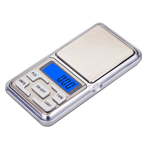 Báscula de bolsillo digital portátil para pesar objetos de hasta 500 g / Precisión de 0,01 g.