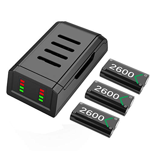 Batería de Controlador para Xbox One Series X S, Mando Cargador 3x 2600 mAh Recargable Battery Pack Accesorios para Xbox One/ Xbox One S/Xbox One X/Elite/Xbox Series X S Controller