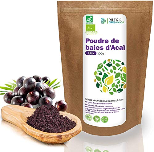 Bayas De Acai En Polvo Orgánico 100 g – Bayas Acai Congelado BIO (Freeze – Dried / Liofilizadas) – Acai Berry Extracto Crudo De La Pulpa – Cultivado en Brasil