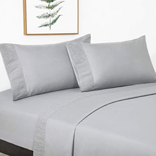 Bedsure Juego de Sábanas 180x190/200 cm - 4 Piezas - Sábana Bajera Ajustable Cama 180 con Encimera 280x275cm 2 Fundas de Almohada 50x80cm - Gris Claro Bedsure Juego de Sábanas 180x190/200 cm - 4 Piezas - Sábana Bajera Ajustable Cama 180 con Encimera 280x275cm 2 Fundas de Almohada 50x80cm - Gris Claro