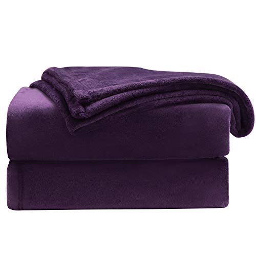 Bedsure Manta para Sofás de Franela 150x200cm - Manta para Cama 90 Reversible de 100% Microfibre Extra Suave - Manta Violeta Transpirable
