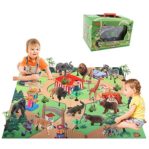BeebeeRun 24 Piezas Juguetes Animales con Tapete Juego,Figuras Animales Juguete Educativo,Juguetes niños 3 años 4 años 5 años BeebeeRun 24 Piezas Juguetes Animales con Tapete Juego,Figuras Animales Juguete Educativo,Juguetes niños 3 años 4 años 5 años