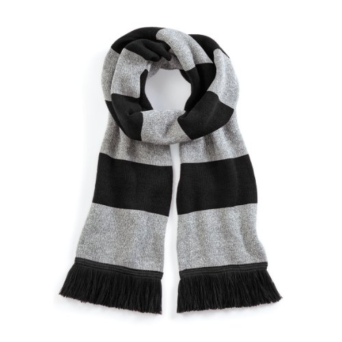 Beechfield Stadium Scarf Bufanda, Multicolor (Black/Heather Grey 00), Talla única Unisex Adulto