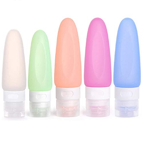 Beeway Botellas de Viaje, Contenedores de Viaje de Silicona con Bolsa – a Prueba de Fugas, sin BPA para Líquidos, Champú, Loción, Acondicionador y Artículos de Tocador/Paquete de 5 Beeway Botellas de Viaje, Contenedores de Viaje de Silicona con Bolsa – a Prueba de Fugas, sin BPA para Líquidos, Champú, Loción, Acondicionador y Artículos de Tocador/Paquete de 5