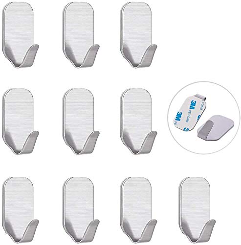 Beeway Ganchos Adhesivos para Pared, 10 Piezas Gancho Autoadhesivo Toallero Perchero para Cocina y Baño - 304 Acero Inoxidable, Impermeable Beeway Ganchos Adhesivos para Pared, 10 Piezas Gancho Autoadhesivo Toallero Perchero para Cocina y Baño - 304 Acero Inoxidable, Impermeable