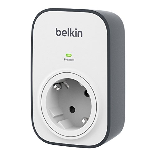 Belkin SurgeCube - Regleta de protección contra sobretensiones con 1 enchufe, montable en la pared, protección hasta 306 julios, blanco