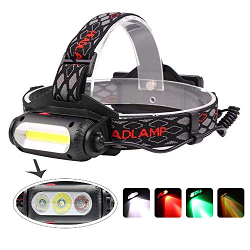 BESTSUN Linterna Frontal led Recargable, 1000 lúmenes COB Linterna Frontal led Alta Potencia con luz Blanca/Verde/roja ara Acampar Pesca Senderismo (3 Colores) BESTSUN Linterna Frontal led Recargable, 1000 lúmenes COB Linterna Frontal led Alta Potencia con luz Blanca/Verde/roja ara Acampar Pesca Senderismo (3 Colores)