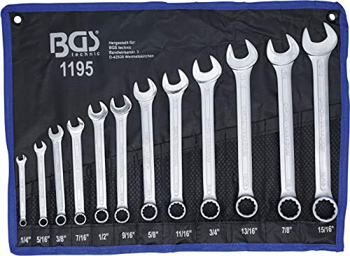 BGS 1195 | Juego de llaves combinadas | medidas en pulgadas | 1/4" - 15/16" | 12 piezas