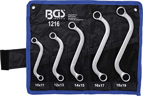 BGS 1216 | Juego de llaves de estrella dobles | forma de S | 10 x 11 - 18 x 19 mm | 5 piezas BGS 1216 | Juego de llaves de estrella dobles | forma de S | 10 x 11 - 18 x 19 mm | 5 piezas