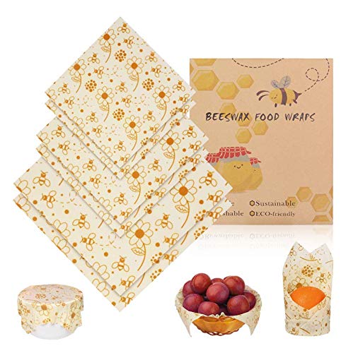 BHY Envoltorio Cera De Abeja 6Pcs Envoltorios para Alimentos Reutilizable Envolver Eco-Friendly Mantiene Comida Fresco para Sándwich, Bocadillos, Frutas (2 Pequeño / 2Mediano / 2 Grande) BHY Envoltorio Cera De Abeja 6Pcs Envoltorios para Alimentos Reutilizable Envolver Eco-Friendly Mantiene Comida Fresco para Sándwich, Bocadillos, Frutas (2 Pequeño / 2Mediano / 2 Grande)