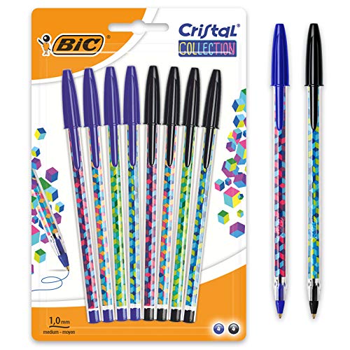 BIC Cristal Collection Stylos- Bolas de punta media (1,0 mm), color negro y azul BIC Cristal Collection Stylos- Bolas de punta media (1,0 mm), color negro y azul