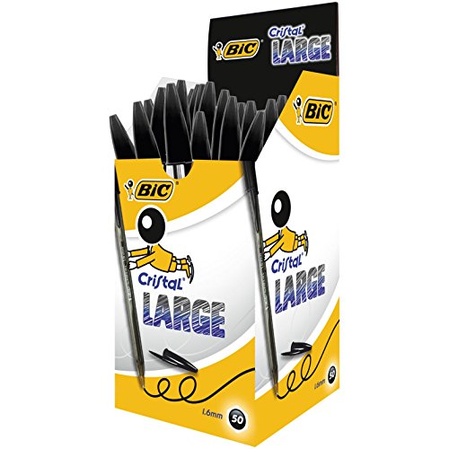 BIC Cristal Large bolígrafos Punta Gruesa (1,6 mm) - Negro, Caja de 50 unidades BIC Cristal Large bolígrafos Punta Gruesa (1,6 mm) - Negro, Caja de 50 unidades