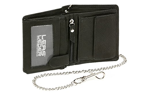 Biker Cartera pequeña con la Cadena y con el Cierre para señores Monedero para señoras LEAS, Piel auténtica, Negro - ''LEAS Chain-Series'' Biker Cartera pequeña con la Cadena y con el Cierre para señores Monedero para señoras LEAS, Piel auténtica, Negro - ''LEAS Chain-Series''