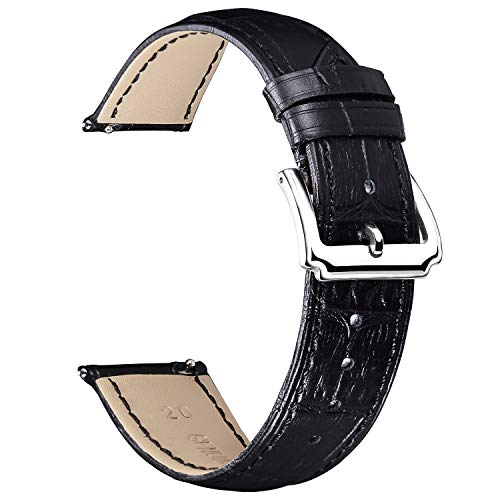 BINLUN Correa de Reloj de Cuero Genuino Mujeres Hombres Correa de Reloj de Cuero de liberación rápida con opción de 12 Colores (10mm 12mm 14mm 15mm 16mm 17mm 18mm 19mm 20mm 21mm 22mm 23mm)