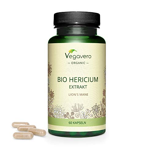 BIO Melena de León Vegavero® | 7500 mg | Estandarizado a 50% de Polisacáridos | Sin Aditivos | Testado | Sistema Inmunológico + Estrés & Ansiedad + Adaptógeno | Hericium | 60 Cápsulas