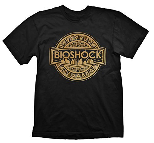 Bioshock Golden Logo Camiseta, Negro, Large para Hombre