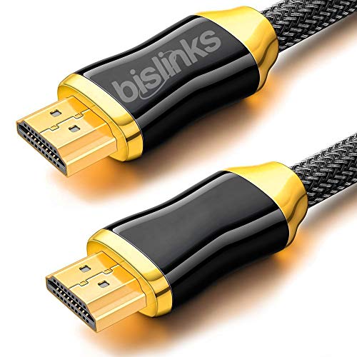 BisLinks® Ultra HD 4K HDMI v2.0 Cable 1M Alto Speed Premium Oro Plated Conectores Braided Lead 3D 2160p 1080p HDR Blue-Ray UHD HDTV Xbox Playstation Laptop with Ethernet Audio Return