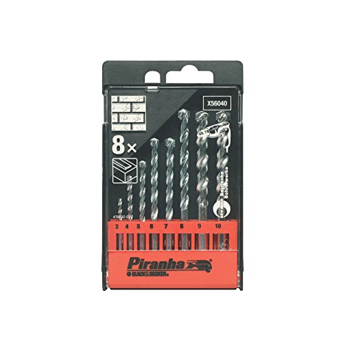 BLACK & DECKER X56040-QZ - Cassette 8 brocas con punta de carburo de tungsteno para piedra: ø 3, 4, 5, 6, 7, 8, 9 y 10 mm.