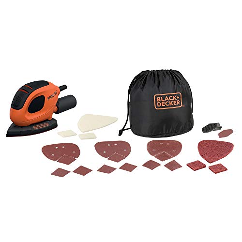 Black+Decker BEW230BCA-QS Lijadora de detalle Mouse 55W, 11.000 rpm, diámetro órbita 1.5 mm, incluye 10 accesorios y bolsa de transporte Black+Decker BEW230BCA-QS Lijadora de detalle Mouse 55W, 11.000 rpm, diámetro órbita 1.5 mm, incluye 10 accesorios y bolsa de transporte