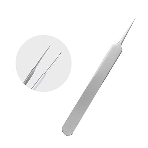 Blackhead Splinter Remover Tweezers Silver Professional Stainless Steel Blackheads Needle Ingrown Hair Splinter Pointed Tweezers for Eyebrow Hairs And Splinter Removal