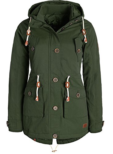 BlendShe Constance Parka De Entretiempo Abrigo Chaqueta para Mujer con Capucha, tamaño:S, Color:Forest Night (20124)