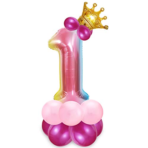 Bluelves Foil Globo Número 1 Rosa, 1er Cumpleaños Globos, Feliz Cumpleaños Decoración Globos 1 Años Niñas, Arco Iris Globos de Número 1, Globos Numeros para Cumpleaños, Fiesta, Decoración Bluelves Foil Globo Número 1 Rosa, 1er Cumpleaños Globos, Feliz Cumpleaños Decoración Globos 1 Años Niñas, Arco Iris Globos de Número 1, Globos Numeros para Cumpleaños, Fiesta, Decoración