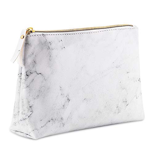 BOJLY Bolsa de Maquillaje de Mármol, Bolsa de Aseo Neceser de Viaje para Hombres y Mujeres, Bolso Cosmético de Cuero de PU Plegable Impermeable Multifuncional