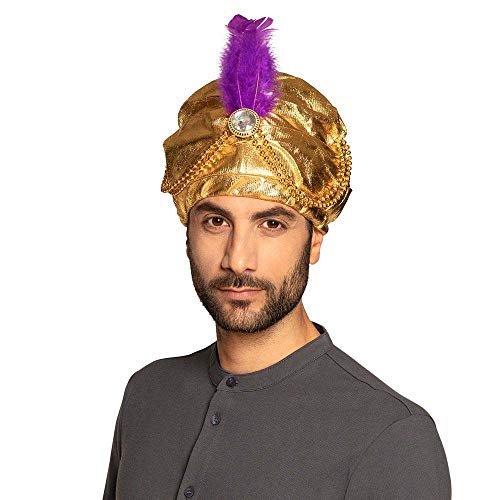 Boland 81015 – Turbante con perlas, dorado, árabe, príncipe árabe, adivinador, oriental, accesorio para fiesta temática o carnaval