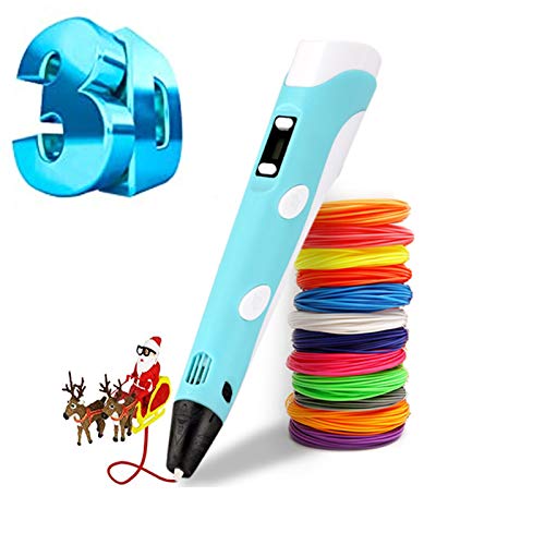 Bolígrafo 3D, bolígrafo de impresión 3D inteligente con filamento de 12 colores, compatible con PLA y ABS, Pantalla LCD, 3D Pen Juguetes/Regalos para Niños