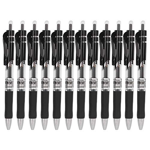 Bolígrafos de gel de 12 piezas Bolígrafos retráctiles Puntas de bala de 0.5 mm con agarre cómodo para el trabajo en el hogar de la escuela de oficina(Negro)
