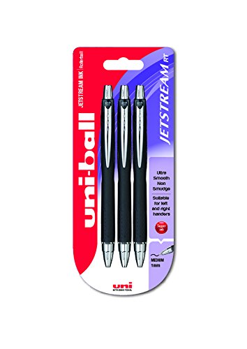 Bolígrafos Jetstream SXN-210 RT, tinta negra que evita los borrones y la manipulación, bola de 1,0 mm, agarre de caucho, paquete de 3 Bolígrafos Jetstream SXN-210 RT, tinta negra que evita los borrones y la manipulación, bola de 1,0 mm, agarre de caucho, paquete de 3