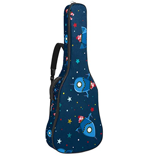 Bolsa para guitarra impermeable con cremallera, suave para guitarra, bajo, acústico y clásica, para guitarra eléctrica, bolsa espacial, cohete naves estrellas